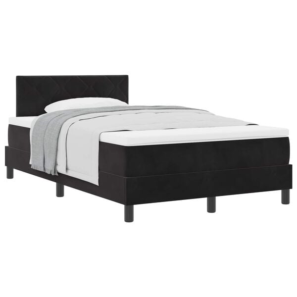 vidaXL Cama Box com colch&atilde;o com cabeceira Preto 120 x 190 cm Veludo