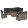 vidaXL 9 pcs conjunto sof&aacute;s p/ jardim com almofad&otilde;es vime PE cinzento
