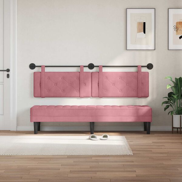 vidaXL Cabeceira Suspensa Rosa 170 x 55 x 5 cm Veludo