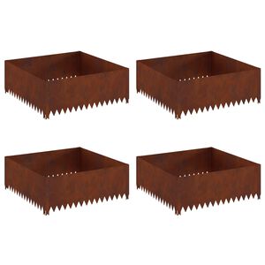 vidaXL Acabamento para Gramado 4 pcs 100 x 100 x 35 cm A&ccedil;o