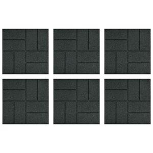 vidaXL Pedra Passo 6 unid. Preto 40,5 x 40,5 x 2 cm Borracha
