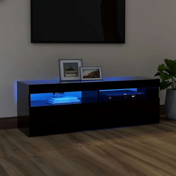 vidaXL M&oacute;vel de TV com luzes LED 120x35x40 cm preto