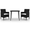 vidaXL 3 pcs conjunto de jantar p/ jardim c/almofad&otilde;es vime PE e vidro
