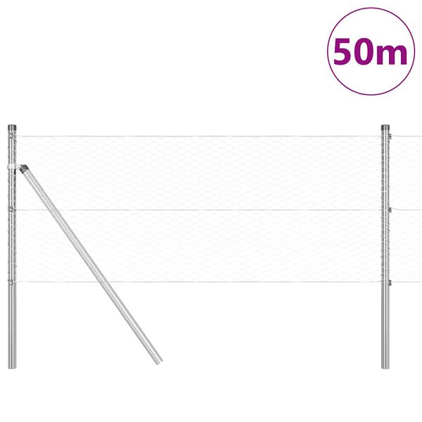 vidaXL Poste de Cerca Prateado 50 x 0,6 m (malha de 25 mm) A&ccedil;o
