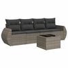 vidaXL 5 pcs conjunto sof&aacute;s de jardim c/ almofad&otilde;es vime PE cinzento