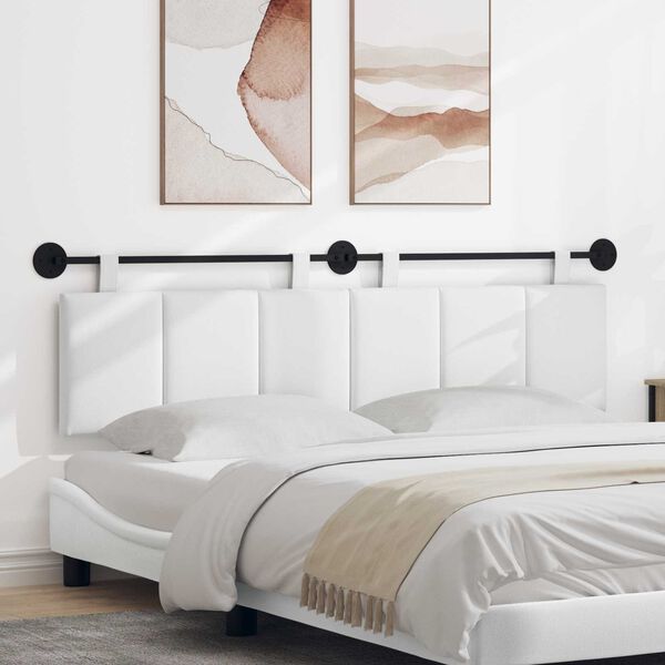 vidaXL Cabeceira Suspensa Riscas Branco 170 x 55 x 5 cm tecido