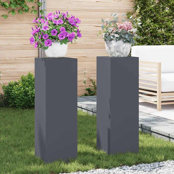 vidaXL Suporte para Plantas 2 pcs Antracite 24 x 24 x 75 cm A&ccedil;o