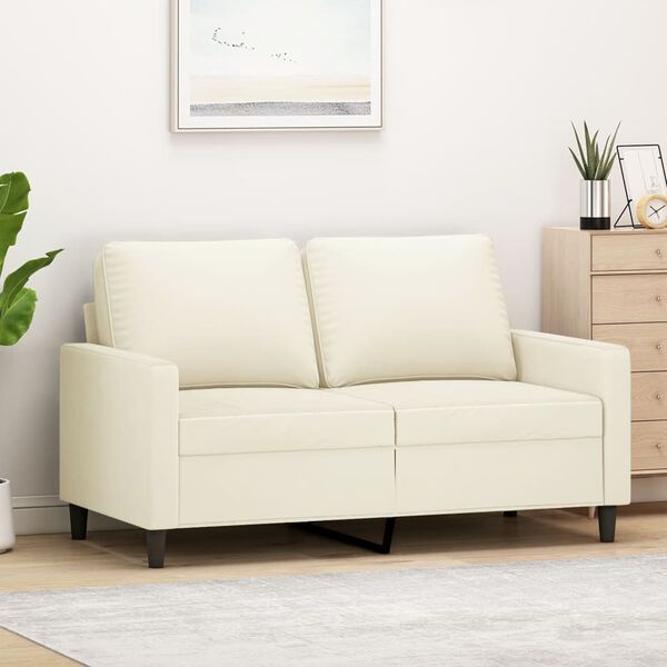 vidaXL Sof&aacute; de 2 lugares veludo 120 cm cor creme