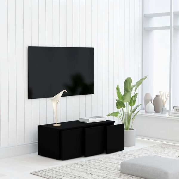 vidaXL Móvel de TV 80x34x30 cm derivados de madeira preto