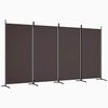 vidaXL Divis&oacute;ria de quarto com 4 pain&eacute;is 346x180 cm tecido castanho