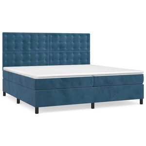 vidaXL Cama com molas/colch&atilde;o 200x200 cm veludo azul-escuro