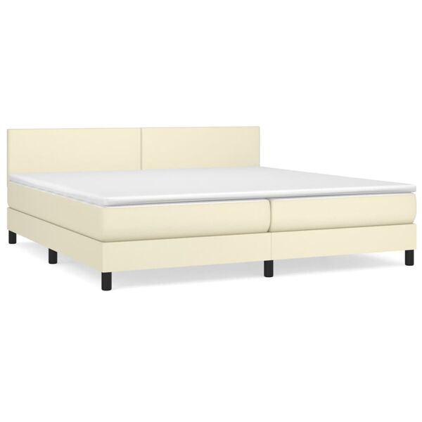 vidaXL Cama com molas/colch&atilde;o 200x200 cm couro artificial cor creme