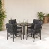 vidaXL 5 pcs conjunto de jantar p/ jardim c/ almofad&otilde;es vime PE preto