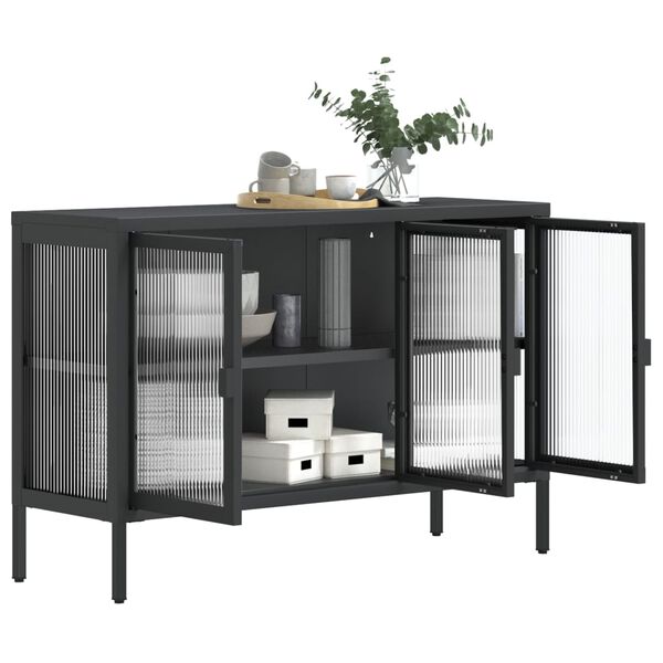 vidaXL Aparador 105x35x70 cm vidro e a&ccedil;o preto