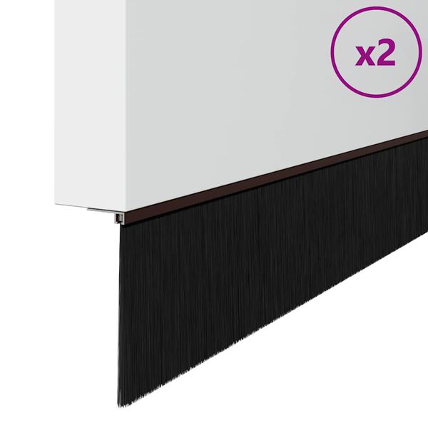 vidaXL Selos de Escovas para Porta com Parafuso 2 pcs Castanho 100 cm