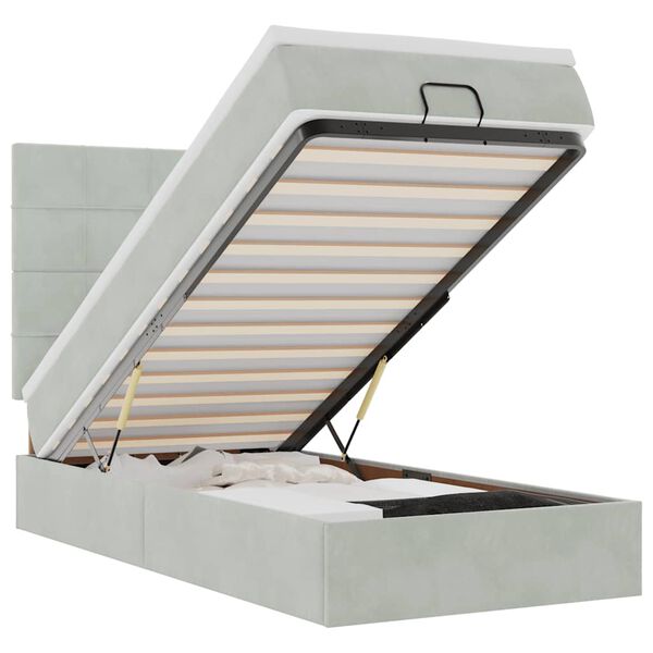 vidaXL Estrutura cama otomana colchões 90x200 cm veludo cinzento claro