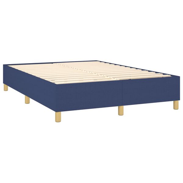 vidaXL Cama com molas/colch&atilde;o 140x200 cm tecido azul