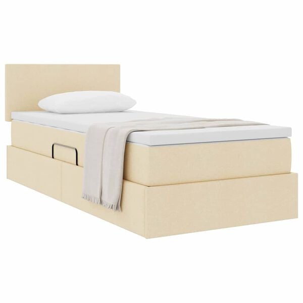 vidaXL Cama com arruma&ccedil;&atilde;o e colch&atilde;o com colch&atilde;o Creme 90 x 190 cm