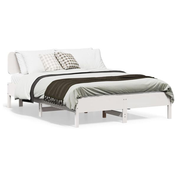 vidaXL Cama sem colch&atilde;o 120x190 cm madeira de pinho maci&ccedil;a branco