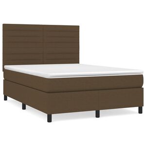 vidaXL Cama com molas/colch&atilde;o 140x200 cm tecido castanho-escuro