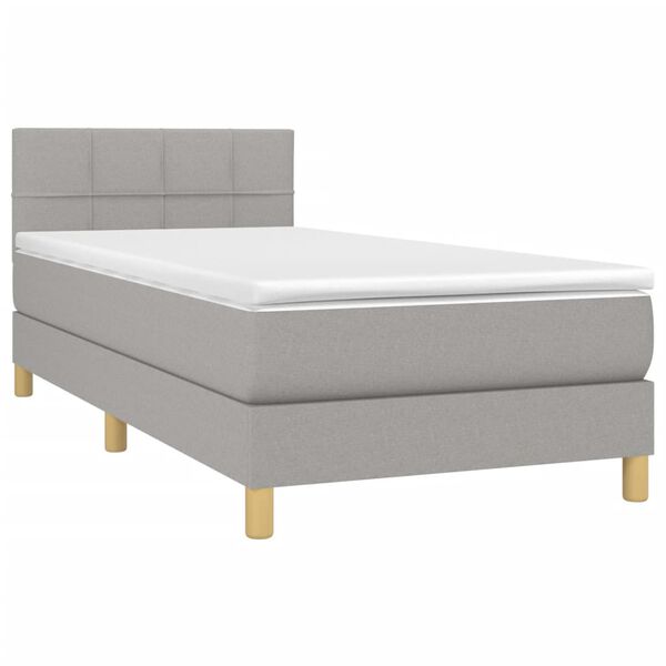 vidaXL Cama box spring c/ colch&atilde;o e LED 80x200 cm tecido cinza-claro