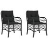 vidaXL Cadeiras de jardim com almofad&otilde;es 2 pcs vime PE preto
