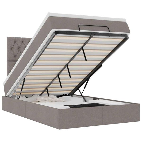 vidaXL Estrutura de cama otomana com colch&atilde;o 120x190cm tecido cinzento