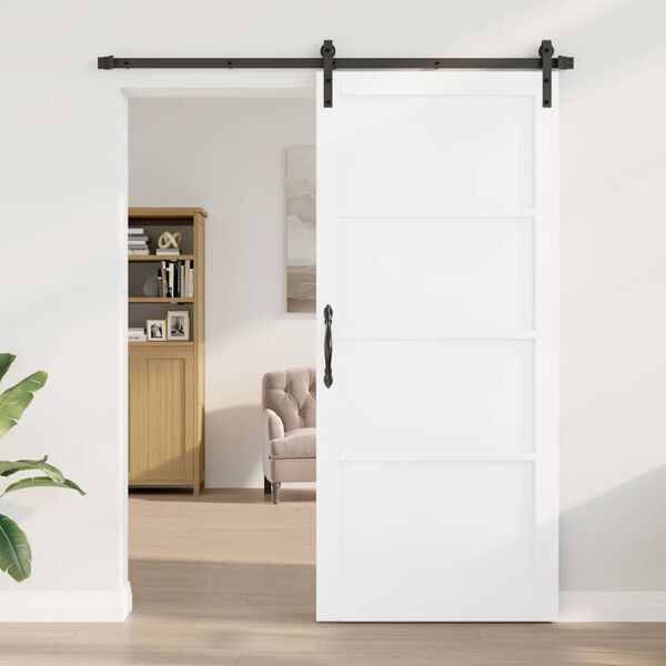 vidaXL Porta Deslizante Branco e Preto 93 x 211 cm