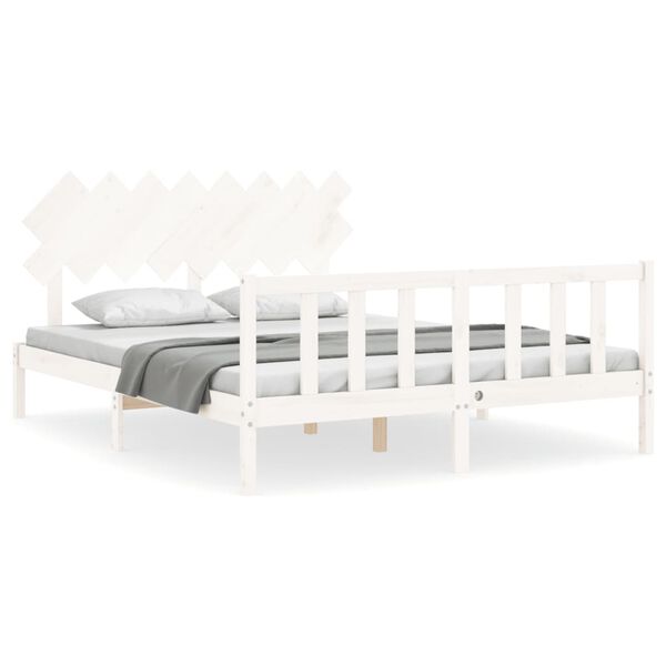 vidaXL Cama sem colch&atilde;o 160x200 cm madeira de pinho maci&ccedil;a branco