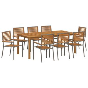 vidaXL Conjunto de Jantar para Jardim 9 unid. Cinzeto