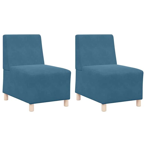 vidaXL Unidade de Sof&aacute; Modular Sem Bra&ccedil;os 2 pcs Azul 55 x 74 x 82 cm