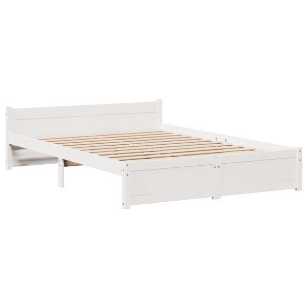 vidaXL Estrutura de cama c/ cabeceira sem colch&atilde;o 140x200 cm branco