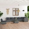 vidaXL 8 pcs conjunto lounge de jardim c/ almofad&otilde;es vime PE cinzento