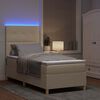 vidaXL Cama Box Spring LED com colch&atilde;o Creme 80 x 200 cm tecido