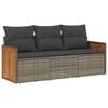 vidaXL 3 pcs conjunto sof&aacute;s de jardim c/ almofad&otilde;es vime PE cinzento