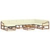 vidaXL Conjunto de Sof&aacute;s para Exterior 9 pcs Natural e Creme