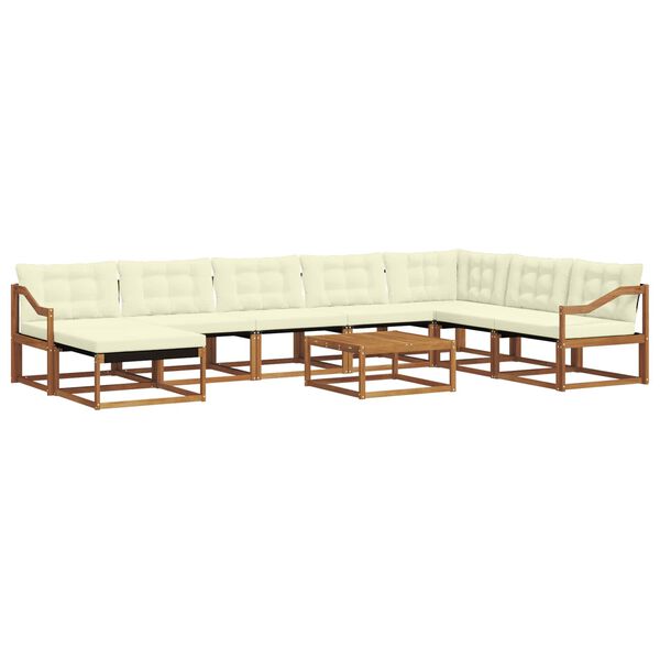 vidaXL Conjunto de Sof&aacute;s para Exterior 9 pcs Natural e Creme