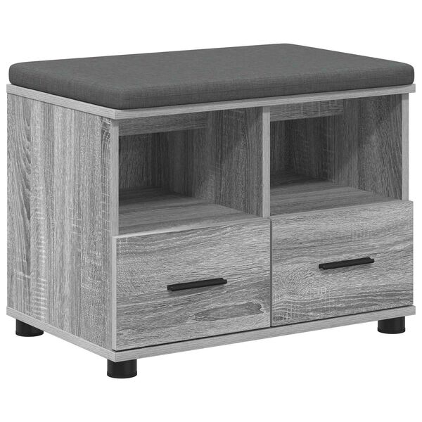 vidaXL Banco de Hall com almofada Cinza Sonoma 60 x 38 x 46 cm