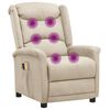 vidaXL Poltrona de massagens el&eacute;trica tecido de microfibra cor creme
