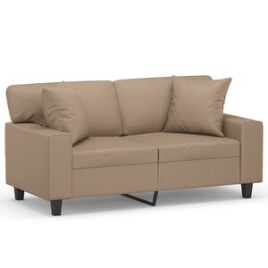 vidaXL Sof&aacute; 2 lugares + almofadas 120 cm couro artificial cappuccino