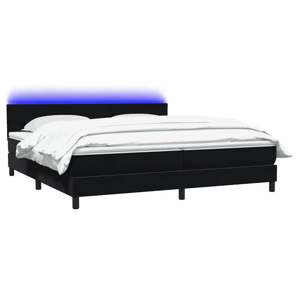 vidaXL Cama box spring c/ colch&atilde;o e LED 200x210 cm veludo preto