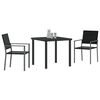 vidaXL Conjunto de Jantar para Jardim 3 pcs Preto Rattan de PE