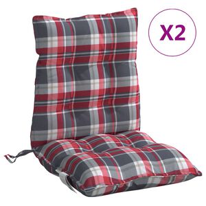 vidaXL Almofad&otilde;es cadeira encosto baixo 2 pcs oxford xadrez vermelho