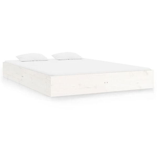 vidaXL Estrutura de cama 120x200 cm madeira maci&ccedil;a branco