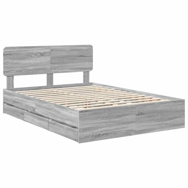 vidaXL Estrutura da Cama com cabeceira Sonoma cinza 150 x 200 cm