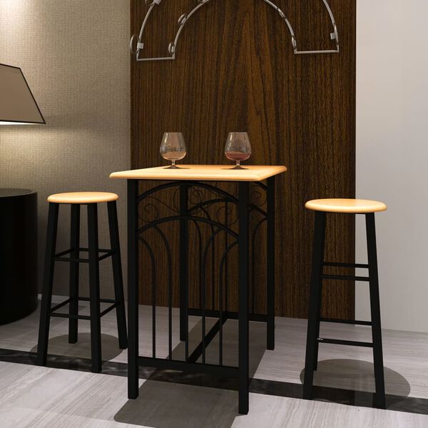 vidaXL Conjunto de jantar com mesa madeira bronze e aço preto