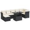 vidaXL 8 pcs conjunto sof&aacute;s de jardim com almofad&otilde;es vime PE preto