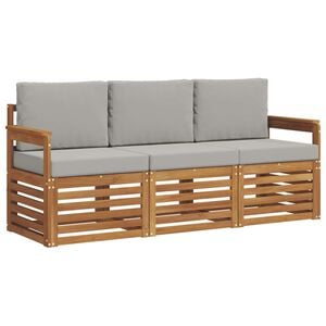 vidaXL Conjuntos de sof&aacute;s com almofada 3 pcs Cinza Natural e Claro