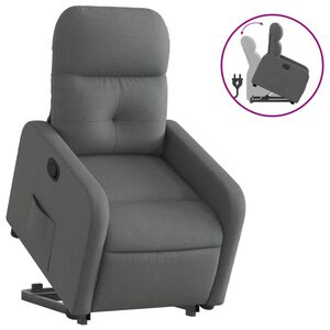 vidaXL Poltrona reclin&aacute;vel elevat&oacute;ria tecido cinzento-escuro