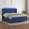 vidaXL Cama box spring c/ colch&atilde;o e LED 180x200 cm tecido azul